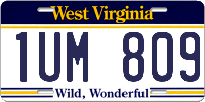 WV license plate 1UM809