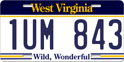 WV license plate 1UM843
