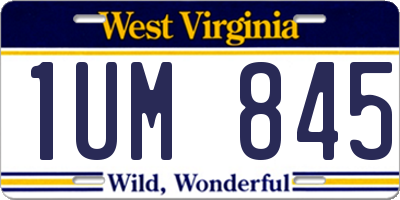 WV license plate 1UM845