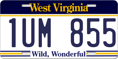 WV license plate 1UM855