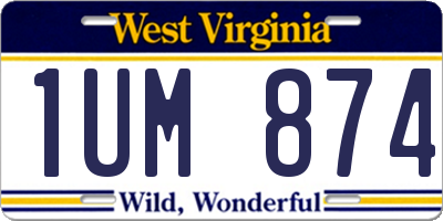 WV license plate 1UM874