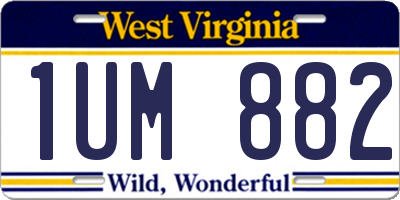 WV license plate 1UM882