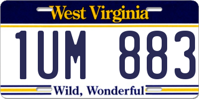 WV license plate 1UM883