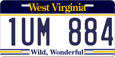 WV license plate 1UM884