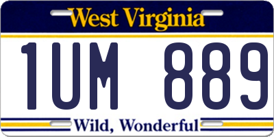 WV license plate 1UM889
