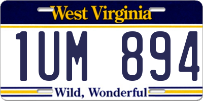 WV license plate 1UM894