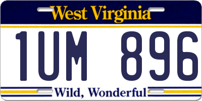 WV license plate 1UM896