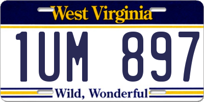 WV license plate 1UM897