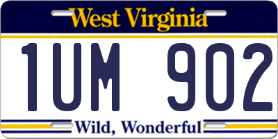 WV license plate 1UM902