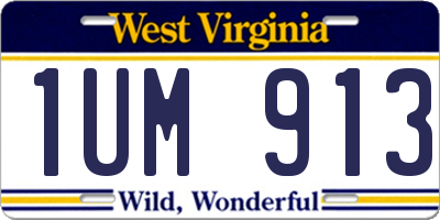 WV license plate 1UM913
