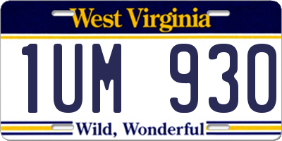 WV license plate 1UM930