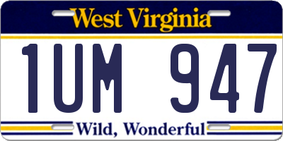 WV license plate 1UM947
