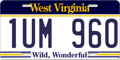 WV license plate 1UM960