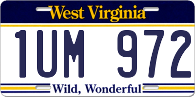 WV license plate 1UM972