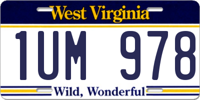 WV license plate 1UM978