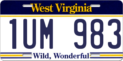 WV license plate 1UM983