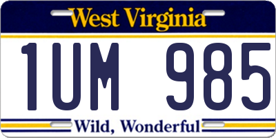 WV license plate 1UM985