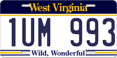WV license plate 1UM993