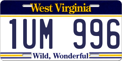 WV license plate 1UM996