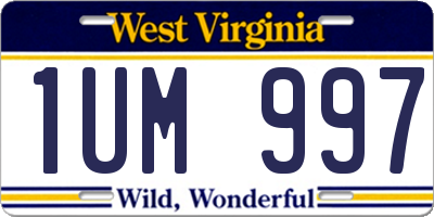 WV license plate 1UM997