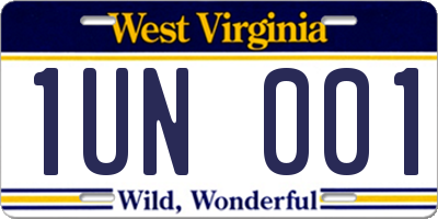 WV license plate 1UN001