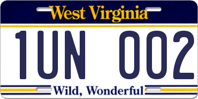 WV license plate 1UN002