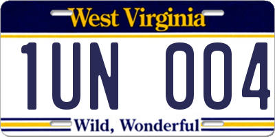 WV license plate 1UN004