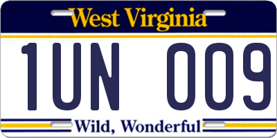 WV license plate 1UN009