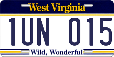 WV license plate 1UN015