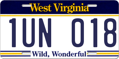 WV license plate 1UN018