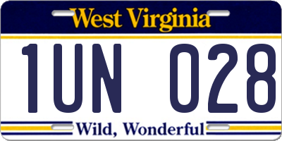 WV license plate 1UN028