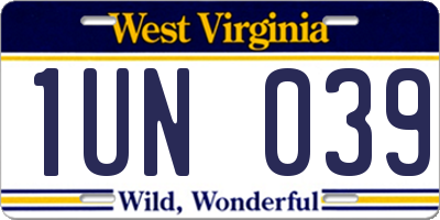 WV license plate 1UN039