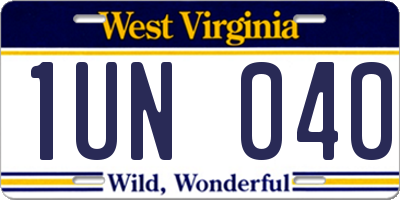 WV license plate 1UN040