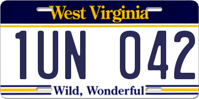WV license plate 1UN042