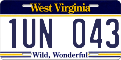 WV license plate 1UN043