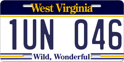 WV license plate 1UN046