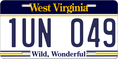 WV license plate 1UN049