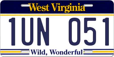 WV license plate 1UN051