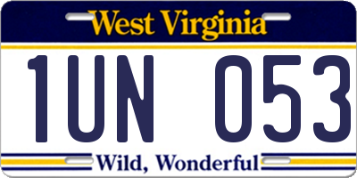 WV license plate 1UN053