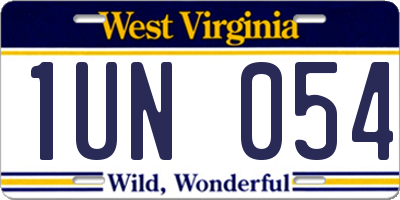 WV license plate 1UN054