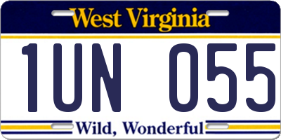 WV license plate 1UN055