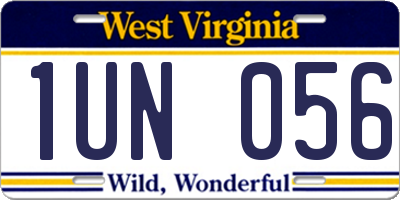 WV license plate 1UN056