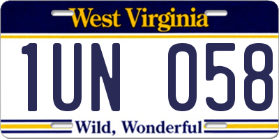 WV license plate 1UN058