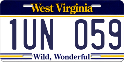WV license plate 1UN059