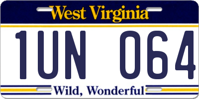 WV license plate 1UN064