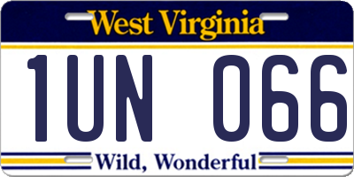 WV license plate 1UN066