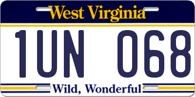 WV license plate 1UN068