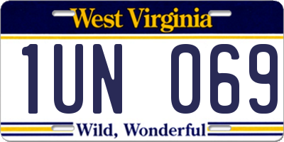 WV license plate 1UN069