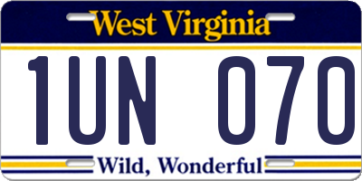 WV license plate 1UN070