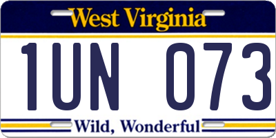 WV license plate 1UN073